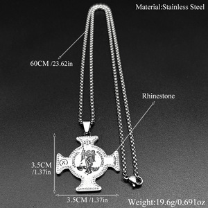 Collar de Acero Inoxidable con <span class=keywords><strong>Cruz</strong></span> Retro de la Marca Exorcist de <span class=keywords><strong>San</strong></span> <span class=keywords><strong>Benito</strong></span> Europeo y Americano, Joyería para Mujer - Product Image 4