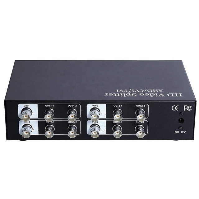 Support DC12v 1A AHD/CVI/TVI Camera BNC Output 4 in 8 Out HD Video Amplifier Distributor Splitter