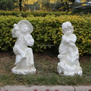 Outdoor Garden Park Decoração Props Resina Artesanato Figura de Pedra Ornamento Handmade Modern White Boys & Girls Figuras Esculturas