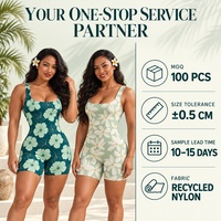 Combinaisons de sport personnalisées en nylon recyclé (75 %) et élasthanne (25 %) à imprimé floral hawaïen, anti-humidité, bonne élasticité, pour la récupération et le yoga