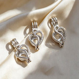 Muses Jewels Pendentif médaillon cage à perles creuses en forme <span class=keywords><strong>de</strong></span> cœur entrelacé en acier inoxydable incrusté <span class=keywords><strong>de</strong></span> diamants, fournitures pour la fabrication <span class=keywords><strong>de</strong></span> <span class=keywords><strong>bijoux</strong></span> DIY - Product Image 4