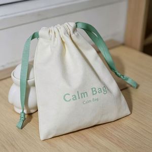 Sac à cordon de haute qualité, écologique, en toile de coton biologique 100%, anti-poussière, avec rubans en soie - Product Image 1