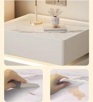 Table de chevet flottante intelligente de style européen, aspect haut de gamme, avec miroir, 2 tiroirs, construction solide et écologique, luxe léger