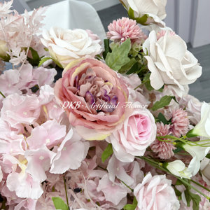 Popular Camino de <span class=keywords><strong>Flores</strong></span> Artificiales para Decoración de Bodas, Camino de <span class=keywords><strong>Flores</strong></span> Artificiales de Alta Calidad en Color Rosa Pálido para el Pasillo de Boda - Product Image 5