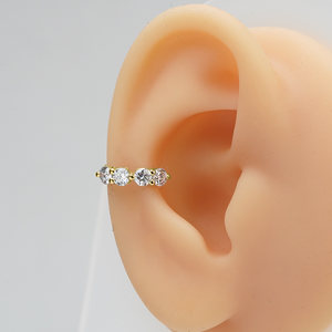 Pendientes de Clip Starsgem, Joyería de Oro de 10K con Diamante Cultivado en Laboratorio, Corte Esmeralda Redondo, Clip para Oreja con Diamante Suelto, Brazalete para Oreja - Product Image 3