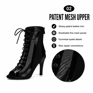Botas de Baile Transpirables para Mujer, Zapatos de Jazz Latinos, Zapatos de Baile con Suela de Gamuza para Niñas, Zapatos de Fiesta con Tacón Fino de 7cm-11cm, Sandalias Latinas de Baile - Product Image 3