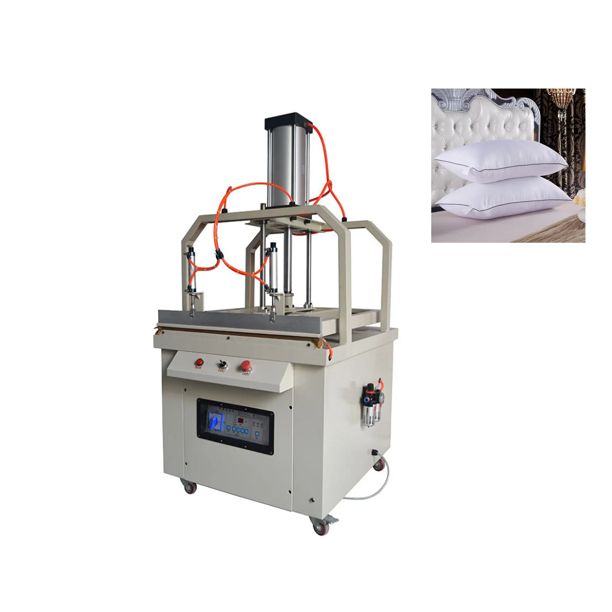 Gran oferta, máquina de prensa de embalaje de almohada al vacío, máquina de embalaje tipo almohada de compresión de cojín de aire