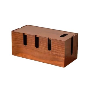 Caja de Madera para Organización de Cables, Organizador de Regletas de Enchufes de Madera Maciza, Rectangular de 13 cm, Organizador de Oficina Duradero - Product Image 5