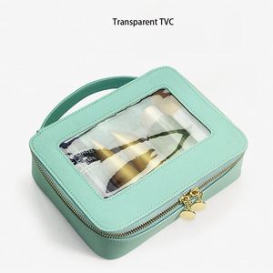 Sac de maquillage personnalisé en cuir PU durable et portable de grande capacité, tendance 2023, avec fermeture éclair, organiseur de voyage, pochette pour pinceaux de maquillage - Product Image 4