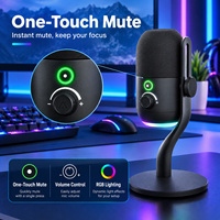 Microphone de jeu USB ARS55, nouveau modèle, micro à condensateur cardioïde, plug & play, fonction de sourdine et de gain en un clic, pour podcasts, vidéos, streaming