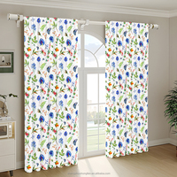 Gorden Semi-Blackout Motif Bunga, 59*65 Inci, Tirai Penghalang Cahaya dengan Grommet untuk Rumah, Ruang Tamu atau Kamar Tidur, 2 Panel