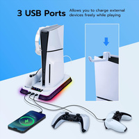 Station de charge multifonctionnelle pour PS5/PS5 PRO/PS5 Slim avec lumière colorée, station de charge pour manette PS5