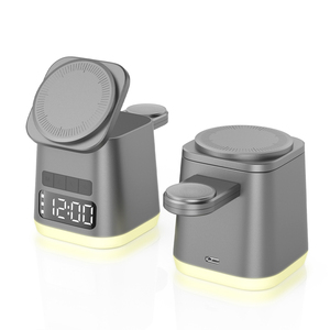 Molde โคมไฟตั้งโต๊ะแม่เหล็ก LED แบบพับได้พร้อมนาฬิกาปลุกแท่นชาร์จไร้สาย - Product Image 2