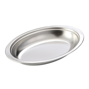 Stainless Steel Deep Oval Plate 304 Grade Modern Simple Style For Serving Food - Product Image 3