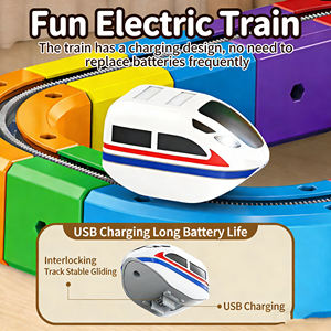 123 pièces de jouets de construction de rails de train magiques flexibles à assembler soi-même, jouets électroniques STEM, jouets de construction de cubes, jouets de rails pour enfants - Product Image 5