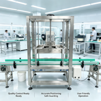 Machine automatique de scellage à chaud pour canettes de boissons, équipement d'emballage à convoyeur pour le pressage des couvercles de seaux en plastique
