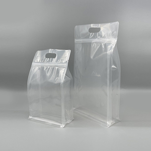 Farina di <span class=keywords><strong>riso</strong></span> sottovuoto in plastica trasparente stand up pouch sacchetti a fondo piatto con chiusura a otto lati smerigliati trasparenti con cerniera e manico - Product Image 1
