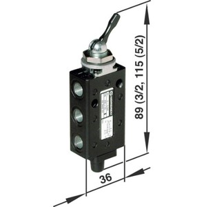 Vanne à levier manuelle série X3044302 X30 5/2, port G1/8, débit de 335 L/min, -0,9-10 bars, corps en zinc - Product Image 6