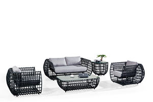 Foshan All Weather <span class=keywords><strong>Garden</strong></span> 5 piezas Black Nest Mimbre Patio Muebles Terraza Sofá Set - Product Image 2
