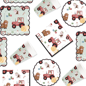 DAMAI - Juego de Vajilla Desechable de Papel con Diseño de Granja para Fiesta de Cumpleaños, Platos, Servilletas y Vasos para Niños - Product Image 4