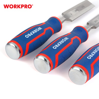 Ensemble de 3 ciseaux à bois WORKPRO, robustes, en acier au chrome-vanadium, pour le travail du bois