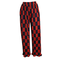 Pantalons amples en soie froissée pour femmes, vente en gros personnalisée, pantalon long décontracté d'été, motif à carreaux, taille élastique