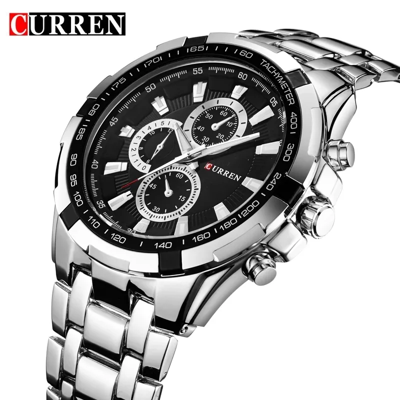 CURREN 8023 Fashion Men's Quartz Watch Stainless Steel Chrono Waterproof Luxury Watches Men