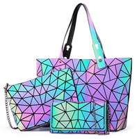 Tas Selempang LOVEVOOK Brand Reflection, Dompet, Set 3 Pcs, Tas Wanita Geometris Bercahaya, Tas Tangan Wanita Geometris