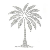Transfert thermocollant en strass motif palmier, design brillant en cristal pour la décoration de t-shirts, sweats à capuche et vêtements