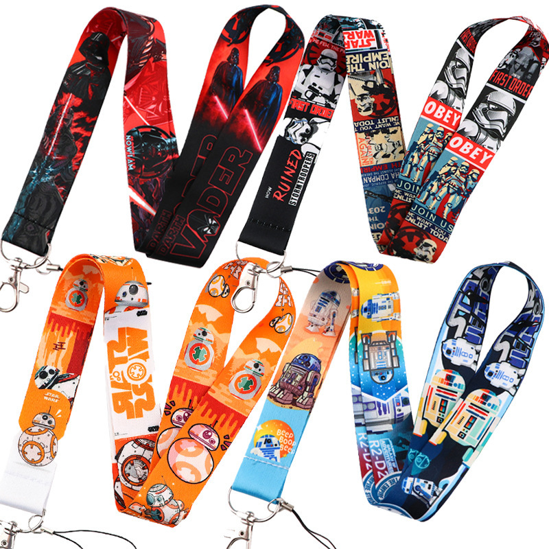 Cool Cartoon Star Mobile Phone ID Card Keychain Accessories Lanyards Wars Darth Vader Lanyard Promotional Gift Satin Lanyards