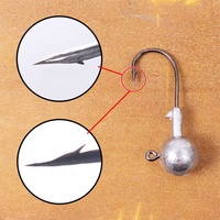 4x Jig Head Timbal Tanpa Cat untuk Memancing di Laut 3.5g-20g Bentuk Bola Bulat dengan Kerah Berduri
