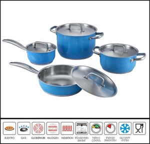 Juego de utensilios de cocina con revestimiento de color de 8 piezas, olla y sartén de acero inoxidable de inducción para cocina casera - Product Image 5