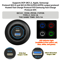 Chargeur rapide double USB 3.0 USB-A TYPE-C 5V 3.1A 12V 24V pour usine, camping-car, bus, camion, train, prise de charge à montage en surface