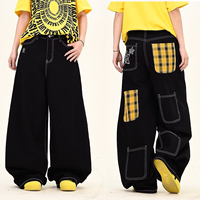 Jean large vintage américain style hip-hop taille mi-haute déchiré, pantalon baggy rétro robuste pour homme