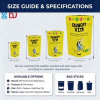 Sachet d'emballage écologique jaune et bleu pour snacks de bananes séchées bio, sac refermable à fermeture éclair pour fruits sains