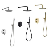 Système de douche pluie mural dissimulé haute pression 8-10 pouces en or rose brossé avec douchette à main pour usage hôtelier, valve en céramique