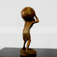 Titan grec Atlas tenant Globe du monde Statue en bronze Sculpture Figure astronomie ornements décoration de bureau