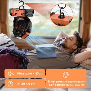 20000mAh Battery Powered Camping Fan Rechargeable with <b>LED</b> Lantern Portable Outdoor Tent Fans with Hanging Hook - Product Image 5