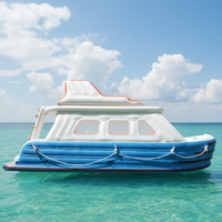 Bateau de fête flottant gonflable en PVC sur mesure, type yacht à deux étages, grand modèle avec escalier, robuste, OEM et garantie 1 an