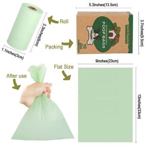 Sacs à crottes de chien entièrement compostables écologiques 2024, amidon de maïs + PBAT + PLA, parfum fraise, 100 % biodégradables, 8 rouleaux - Product Image 5