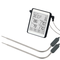 Thermomètre numérique à double sonde en plastique pour viande, idéal pour le barbecue, le fumage et la rôtisserie, avec écran tactile et support magnétique pour cuisine extérieure