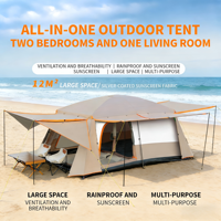 Tente de camping Oxford 2 chambres 1 salon, grande capacité, pliable, protection UV, résistante à la pluie, pour l'extérieur, utilisable en toutes saisons