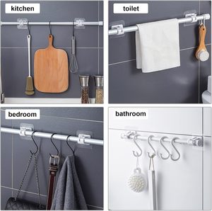 Attaches transparentes étanches pour tringles à <span class=keywords><strong>rideaux</strong></span>, supports de suspension avec crochets adhésifs muraux puissants - Product Image 4