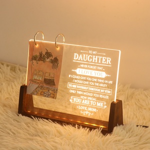 Forme <span class=keywords><strong>de</strong></span> U Led bureau calendrier lampes Base Led acrylique en bois <span class=keywords><strong>lit</strong></span> lumière 3d Photo cadre lampe pour bricolage - Product Image 1