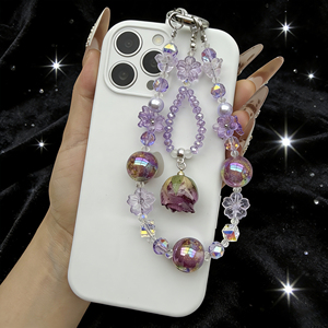 Gantungan Ponsel Kristal Mawar Mewah Desain Asli, Gantungan Kunci Ringan Dengan Botol Parfum, Gantungan Tas Ponsel - Product Image 4