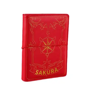 Vendita calda A6 journal notebook PU diario in pelle a fogli mobili budget binder zipper bag planner notebook sakura binder