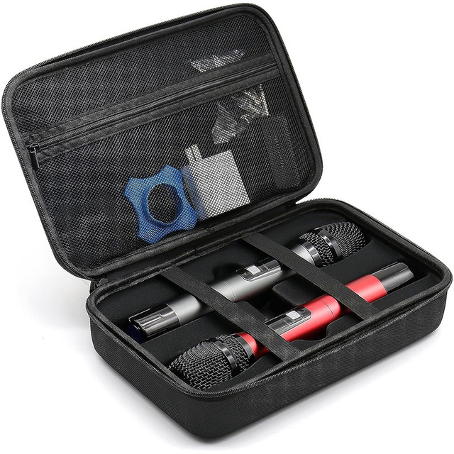 Stylish Simple Microphone Hard Storage Case Portable Custom EVA Water Resistant Mic Carrying Bag Stable Protective Handheld Dual