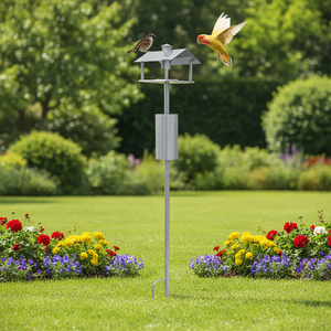 JH-Mech Mangiatoia per Uccelli a Prova di Scoiattolo in Acciaio al Carbonio, Altezza Regolabile, Base a 2 Punte, Facile da Installare <span class=keywords><strong>e</strong></span> Utilizzare, Stabile <span class=keywords><strong>e</strong></span> Durevole - Product Image 1