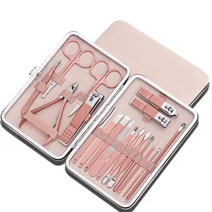 Realong Luxe Productos De Para Y Manicure Leveringen E Roze 15 Pcs 18Pcs Rose Gold Nail Tool Kit Mini manicure Pedicure Set