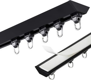 Kit de tringles à rideaux modernes en alliage d'aluminium en forme de V auto-adhésives pour <span class=keywords><strong>plafond</strong></span>, <span class=keywords><strong>sans</strong></span> perçage requis - Product Image 6